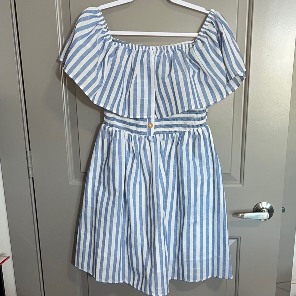 Blue and White Striped Dress